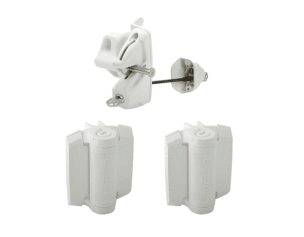 Lokk Latch deluxe & TrueClose Hinge Pair Heavy Duty White