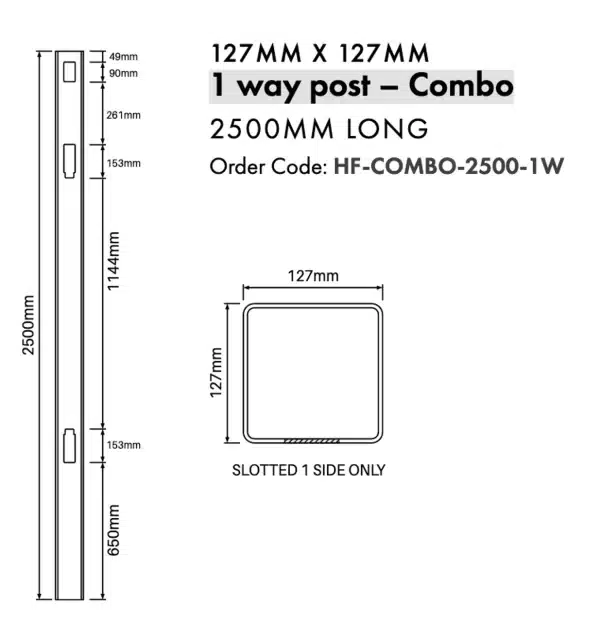 End Post Combo Fencing - 127mm x 127mm x 2500mm Long - Image 2