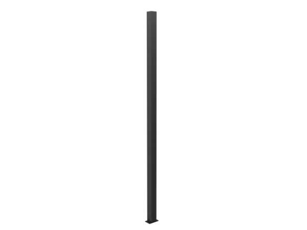 Black Steel 65x65mm Post with Post Cap designed specifically for security fencing. (bolt down or concrete in the ground)