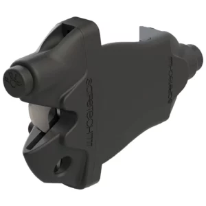 Viper-X keyless double sided gate latch mounted on a 50mm post, showing slimline design and dual access functionality.