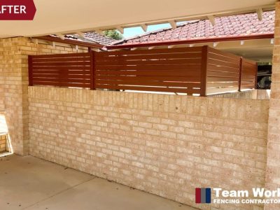 Before After Photos - Jarrah Aluminium Vertical Slat Fencing on Top of Brick Wall