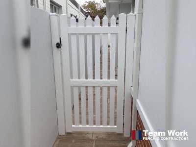 White PVC Picket Gate Installation